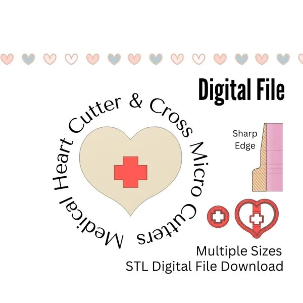 Medical Cross Heart & Micro Heart cutter STL Digital Download