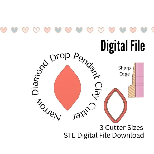 Narrow Diamond Drop Cutter STL File Digital Download