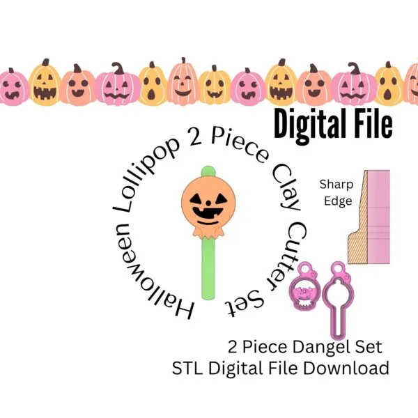 Halloween Lollipop Dangle Clay Cutter Set STL Digital Download